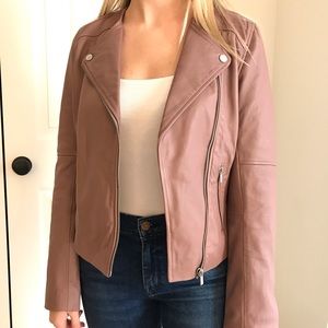 Badgley Mischka Collarless Leather Biker Jacket